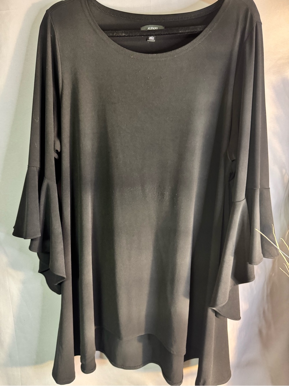 Alfani Black Ruffle-Sleeve Tunic Top